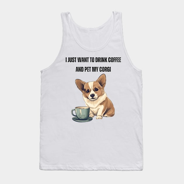 Coffee and Corgi Lover's T-Shirt Tank Top by Eine Creations